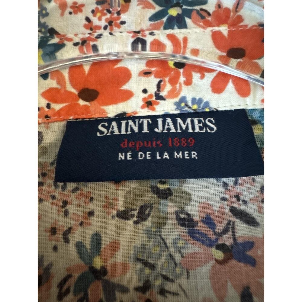 Saint James Top Shirt Womens M/L Floral Button Front Cotton Blousev - Picture 5 of 12